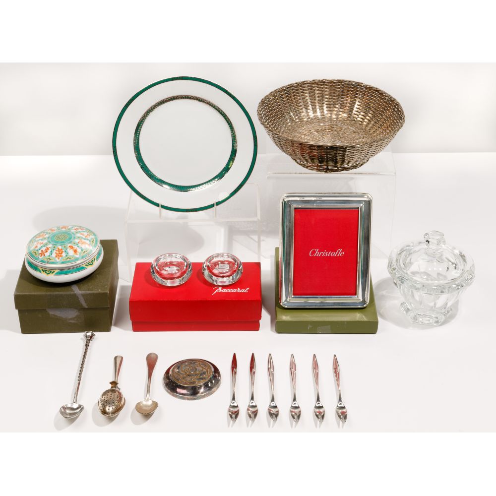 Appraisal: BACCARAT CRYSTAL AND CHRISTOFLE ASSORTMENT items including marked Baccarat salt