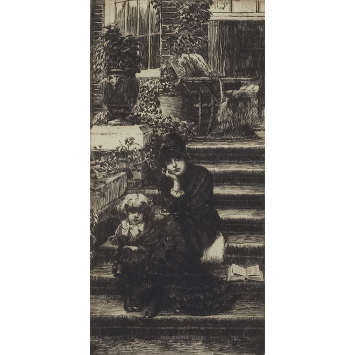 Appraisal: James Jacques Joseph Tissot French - ''Reverie '' etching and