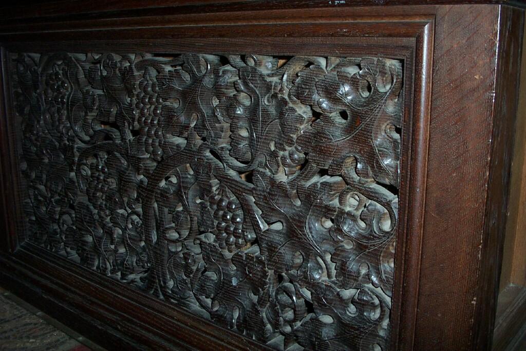 Appraisal: An oak framed -sectional altar rail with profusely carved and