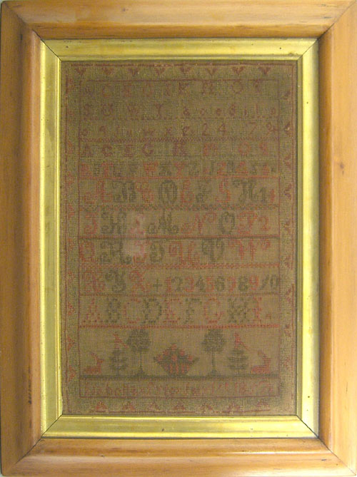 Appraisal: Silk on linen sampler dated and wrought by Isabella Tyler