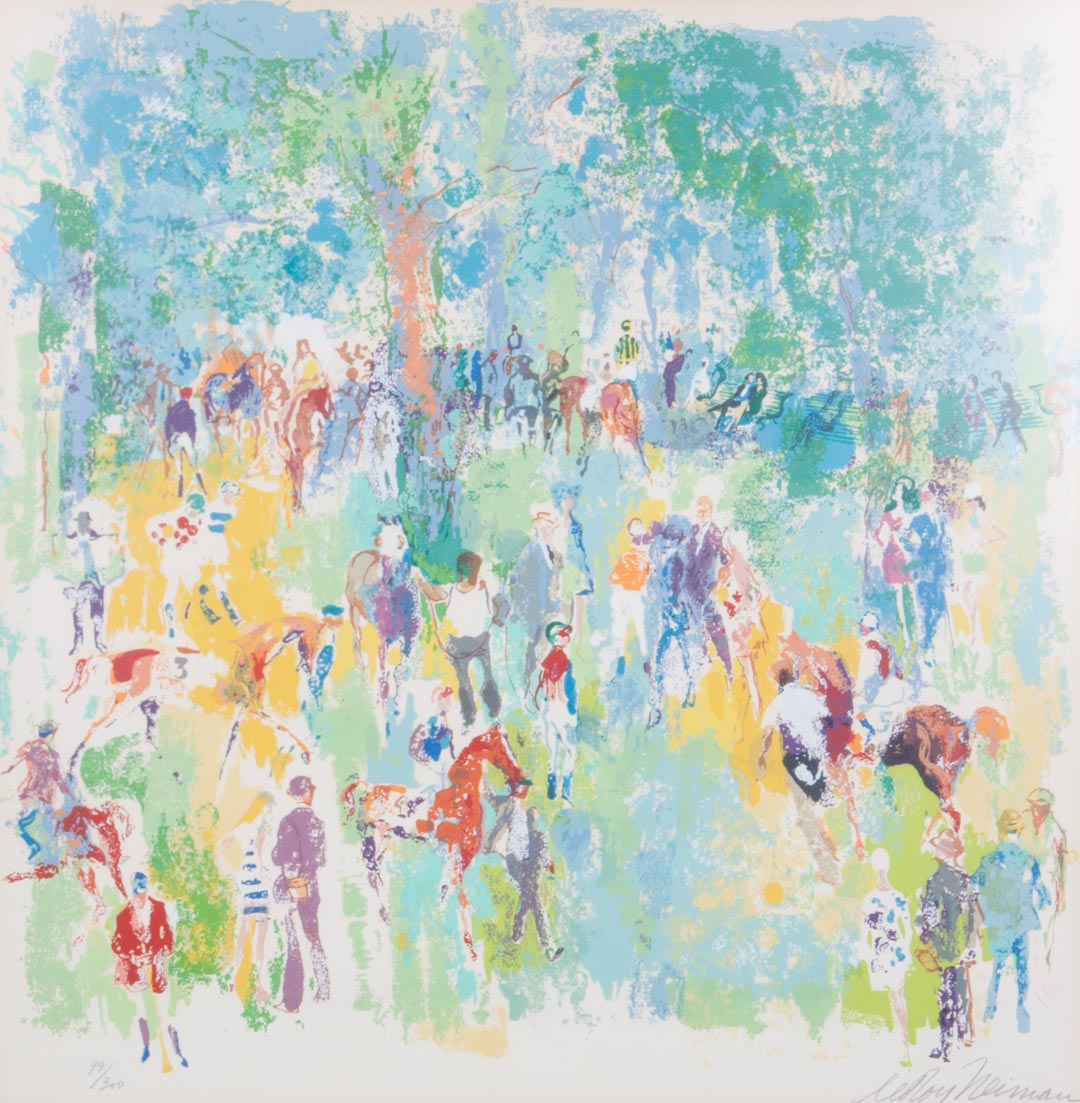 Appraisal: LeRoy Neiman The Paddock color screenprint American - Ed signed