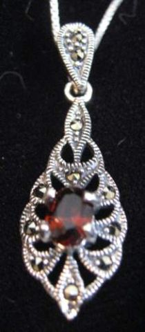 Appraisal: GARNET CRYSTAL STERLING DANGLE NECKLACE