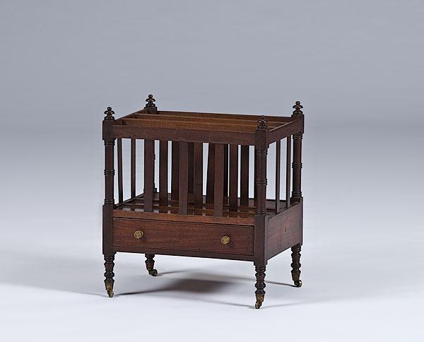 Appraisal: GEORGE III MAHOGANY CANTERBURY circa with oak secondary The divided