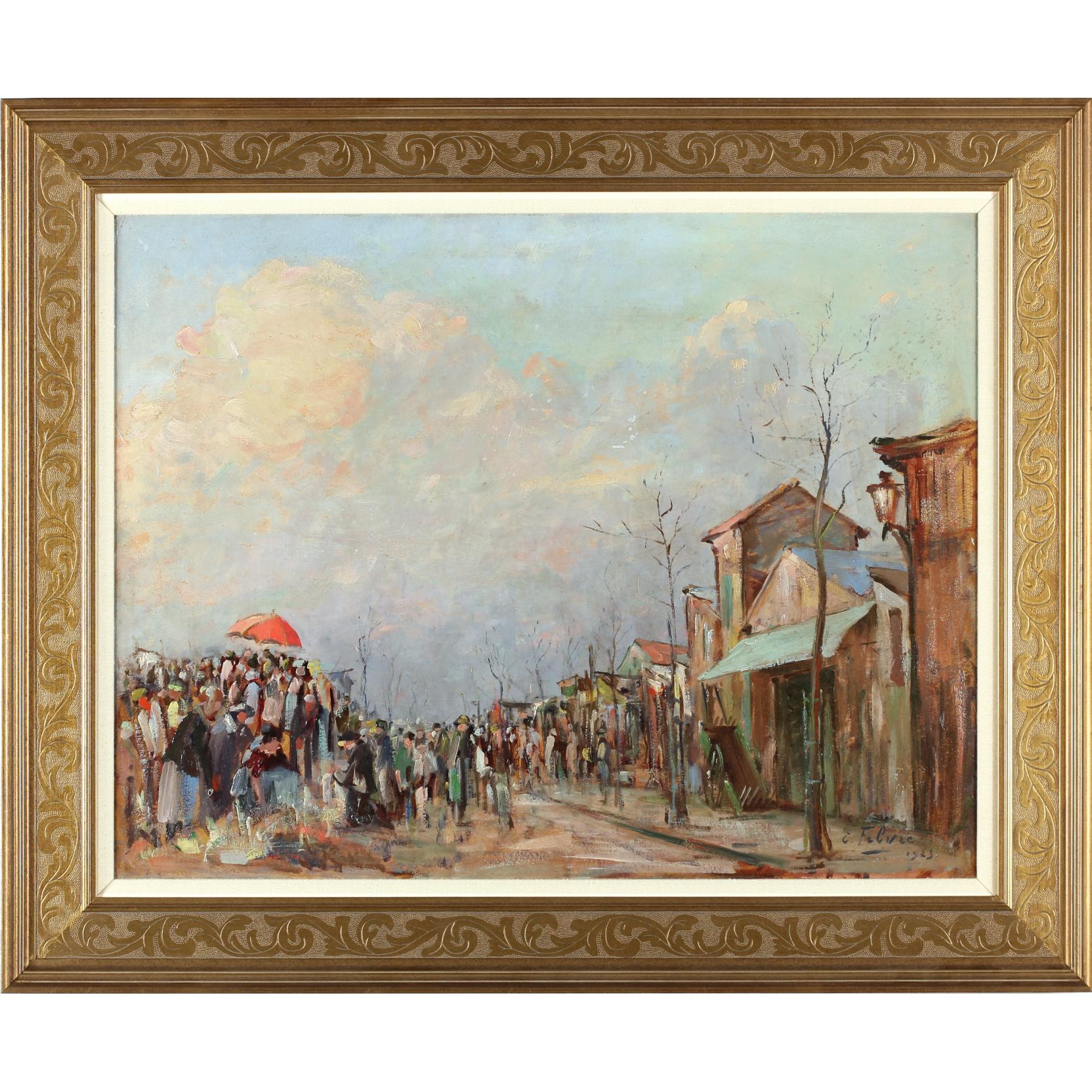 Appraisal: Edouard Febvre French - Market Scene oil on board signed