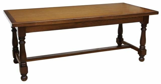 Appraisal: French Provincial oak farmhouse table th c rectangular top single