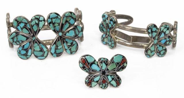 Appraisal: lot of Southwest style silver content unknown jewelry with turquoise