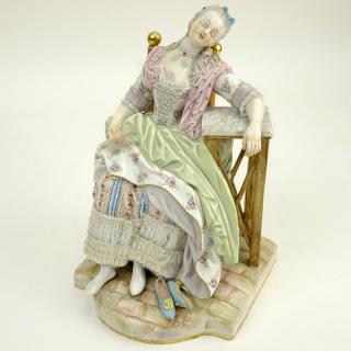 Appraisal: Antique Meissen Hand Painted Porcelain Figurine Antique Meissen Hand Painted