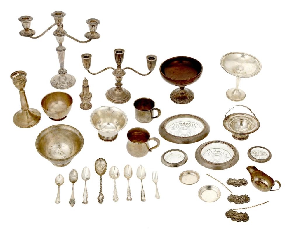 Appraisal: A group of sterling silver table items th th century