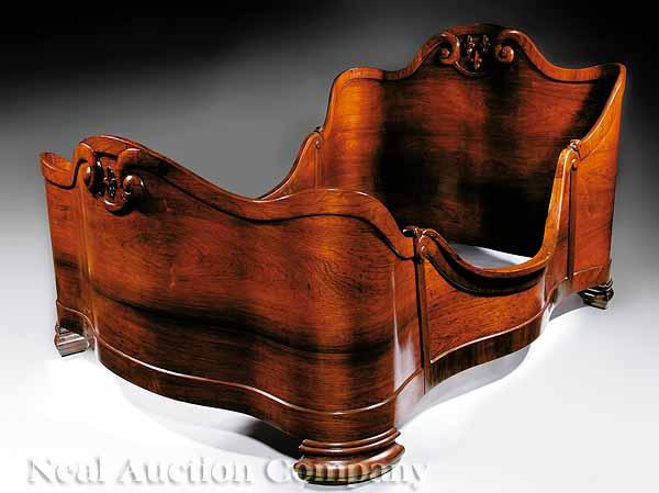 Appraisal: A Rare American Rococo Carved and Laminated Rosewood Bed mid-