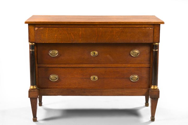 Appraisal: Empire-Style Oak Commode early th century the rectangular top above