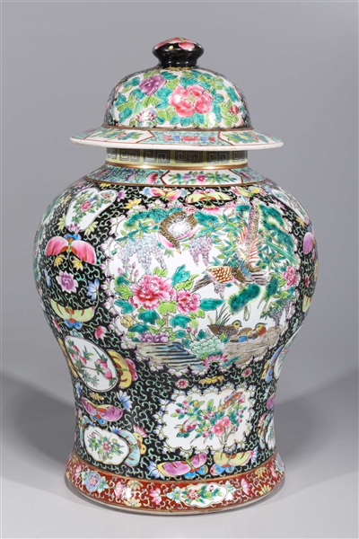 Appraisal: Chinese porcelain famille rose enameled porcelain covered vase with gilt