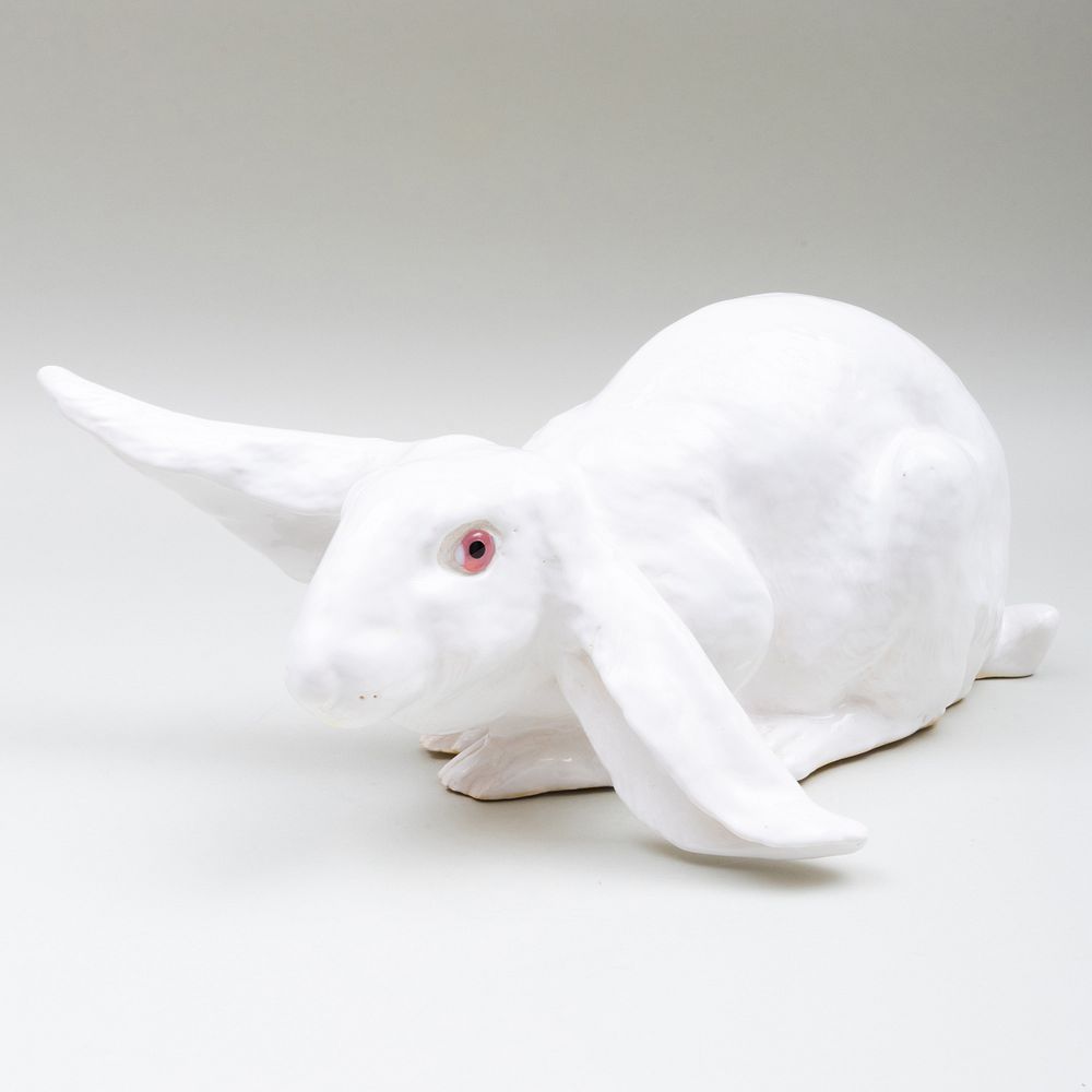 Appraisal: French White Glazed Model of a Hare Stamped 'Made in