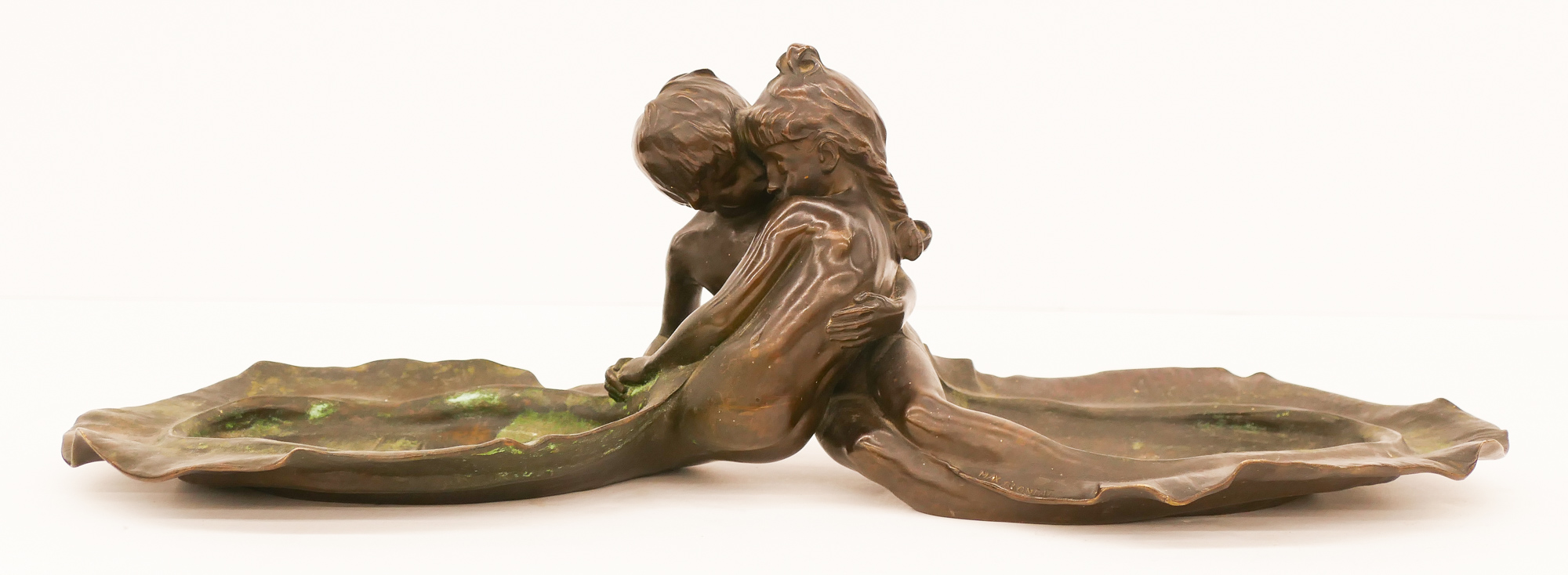 Appraisal: Max Blondat - French ''The Kiss'' Bronze Vide Poche Tray