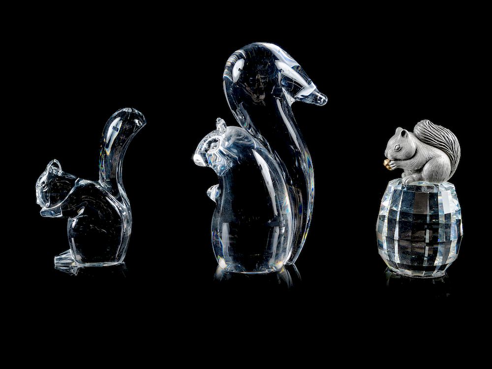 Appraisal: Two Glass Squirrel Figures comprising a Baccar Two Glass Squirrel