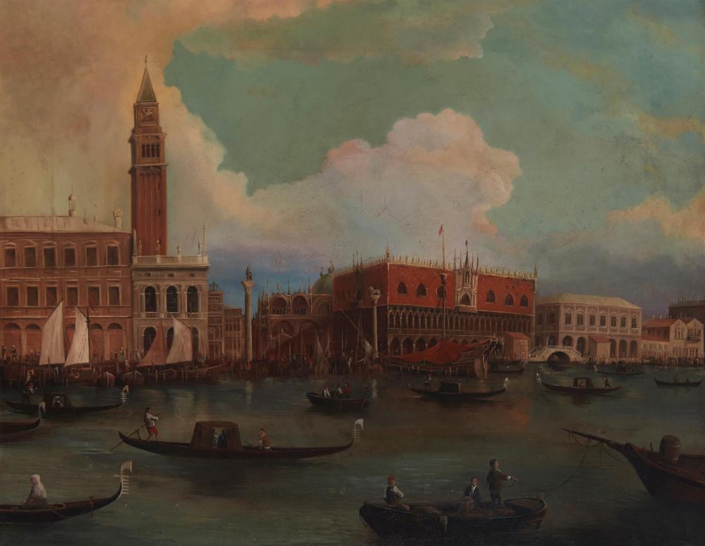 Appraisal: TH CENTURY CONTINENTAL SCHOOL th century Continental School Venetian canal