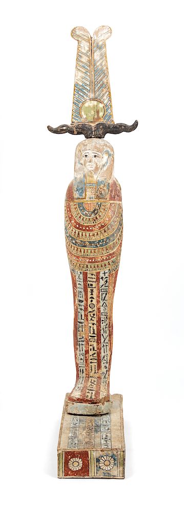 Appraisal: An Egyptian Painted Wood Ptah-Sokar-Osiris Height inches An Egyptian Painted