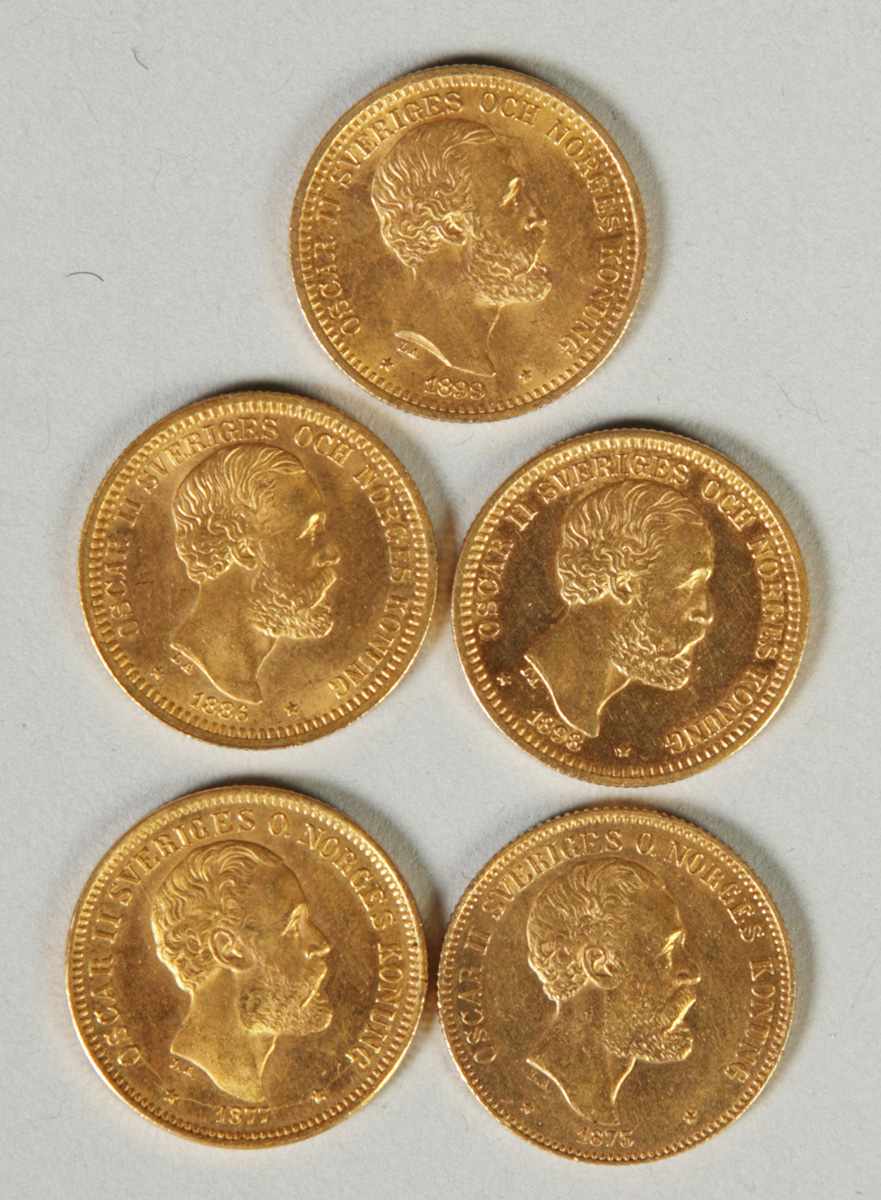 Appraisal: - Oscar II Sveriges OCH Norges Konung Gold Coins Kronor