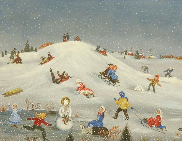 Appraisal: MARTHA FARHAM CAHOONAmerican - Snow scene with children sledding skating