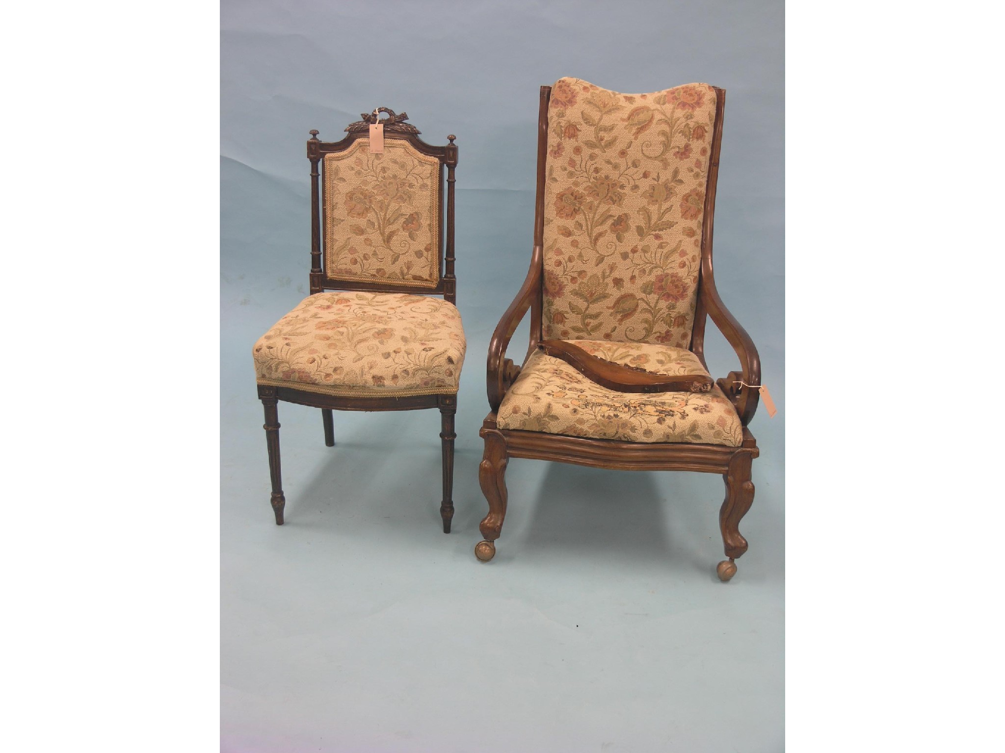 Appraisal: A Victorian mahogany open armchair on front cabriole legs top