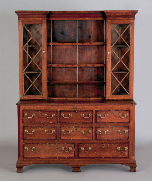 Appraisal: Welsh oak dresser th c the upper section with open