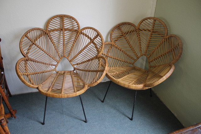 Appraisal: A PAIR OF 'S EMPIRE MADE WICKER ARMCHAIRS