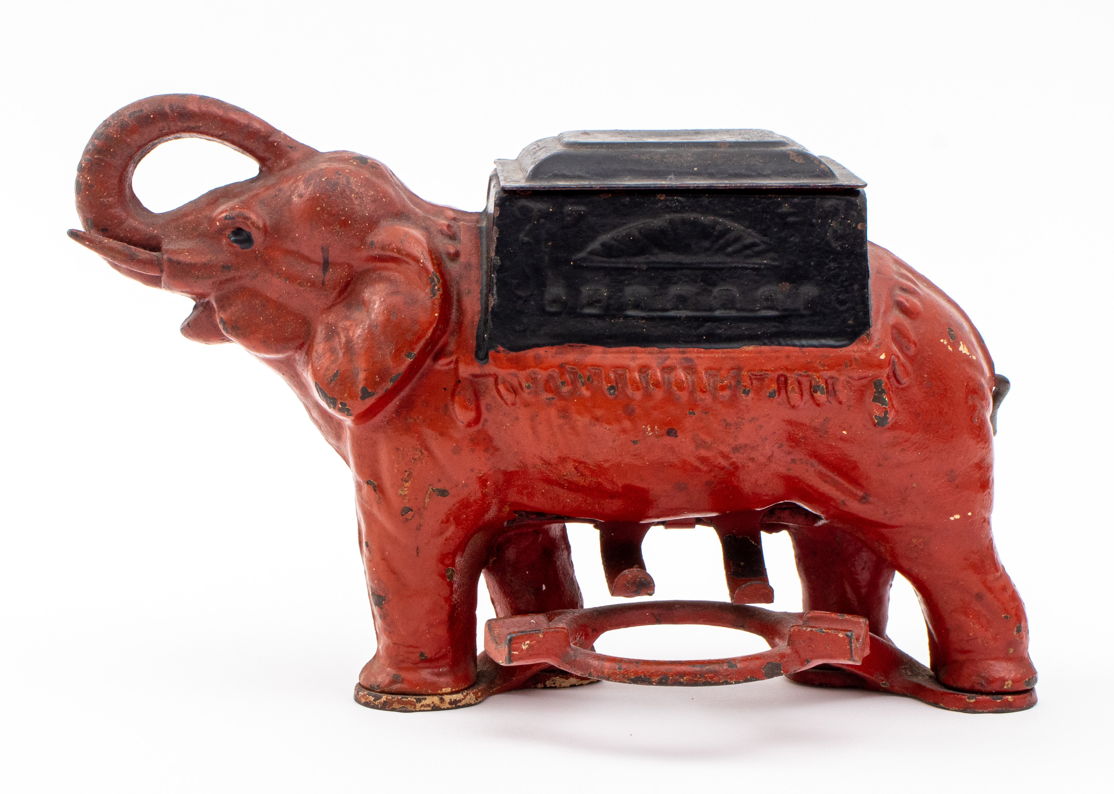 Appraisal: ART DECO CAST IRON ELEPHANT CIGARETTE DISPENSER Art Deco cold