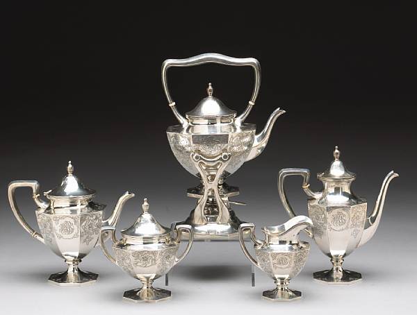 Appraisal: A sterling six piece tea and coffee setShreve amp Co