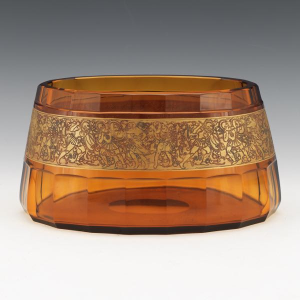 Appraisal: A SIGNED MOSER CARLSBAD AMBER GLASS BOWL x x A