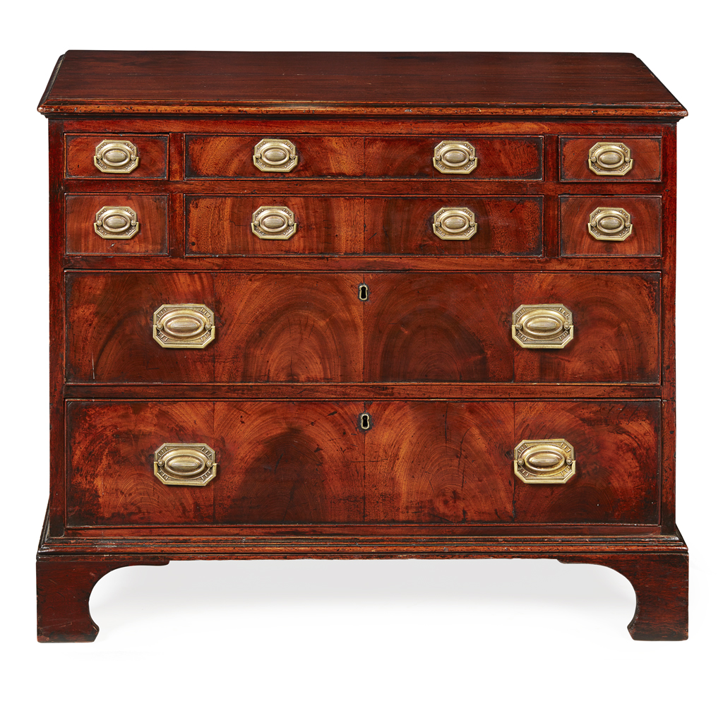 Appraisal: GEORGE III MAHOGANY CHEST OF DRAWERS MID TH CENTURY the