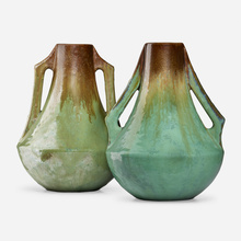 Appraisal: Fulper Pottery VASES SET OF TWO USA - Copperdust Crystalline