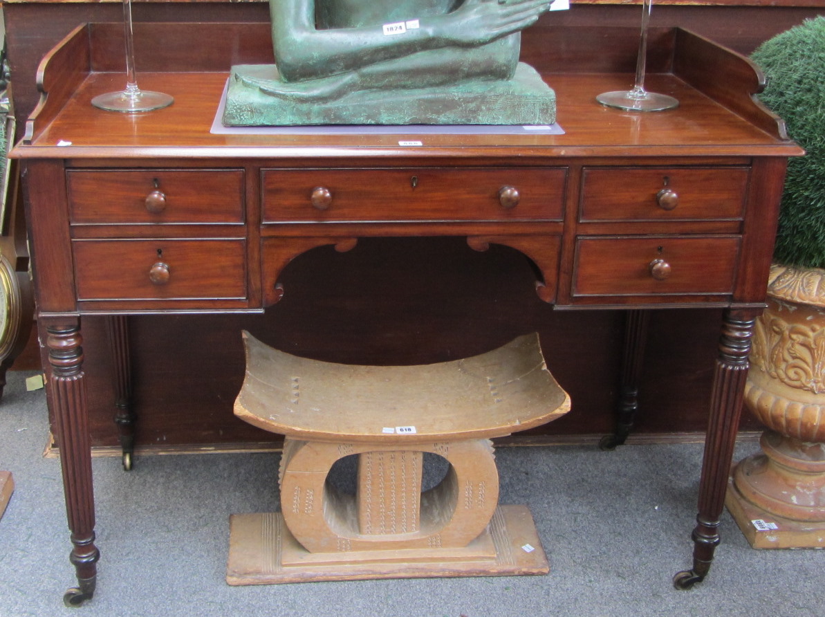 Appraisal: A Regency mahogany writing table the gallery over five frieze