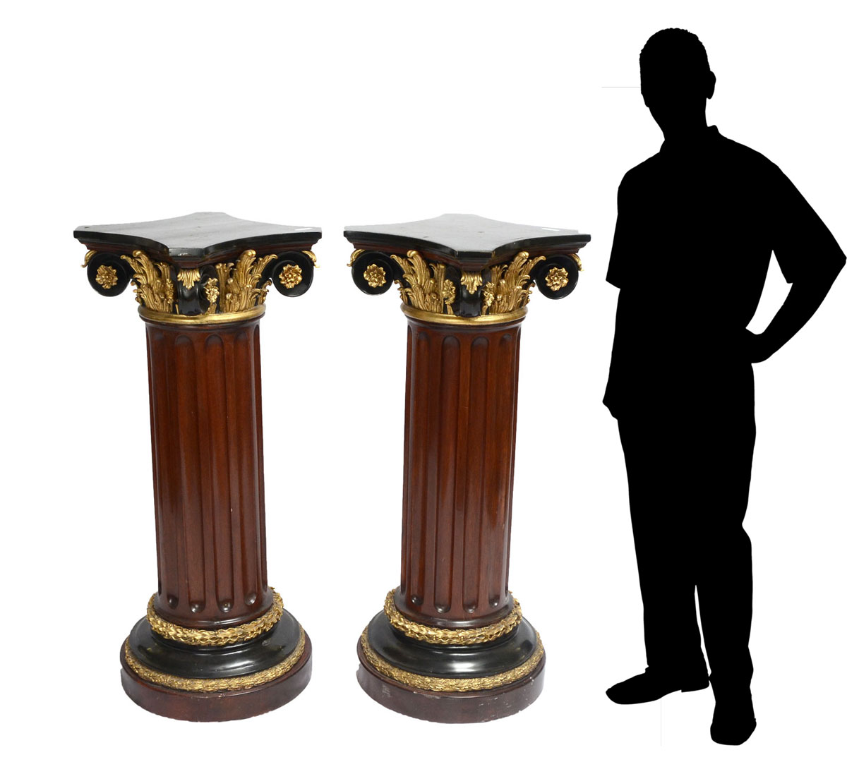 Appraisal: PALATIAL CARVED CORINTHIAN COLUMN PEDESTALS Corinthian columns having a fluted