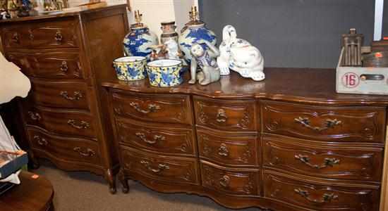 Appraisal: Louis XV style mahogany semi-tall chest and bureau Estimate -