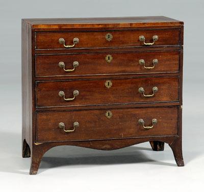 Appraisal: Hepplewhite mahogany diminutive chest four graduated and dovetailed drawers with