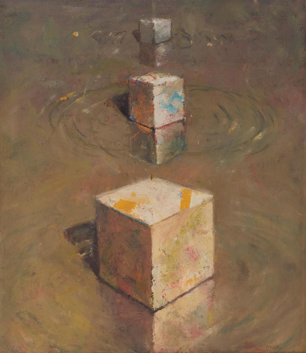 Appraisal: Dan Fogel st Century American Three cubes Oil on canvas