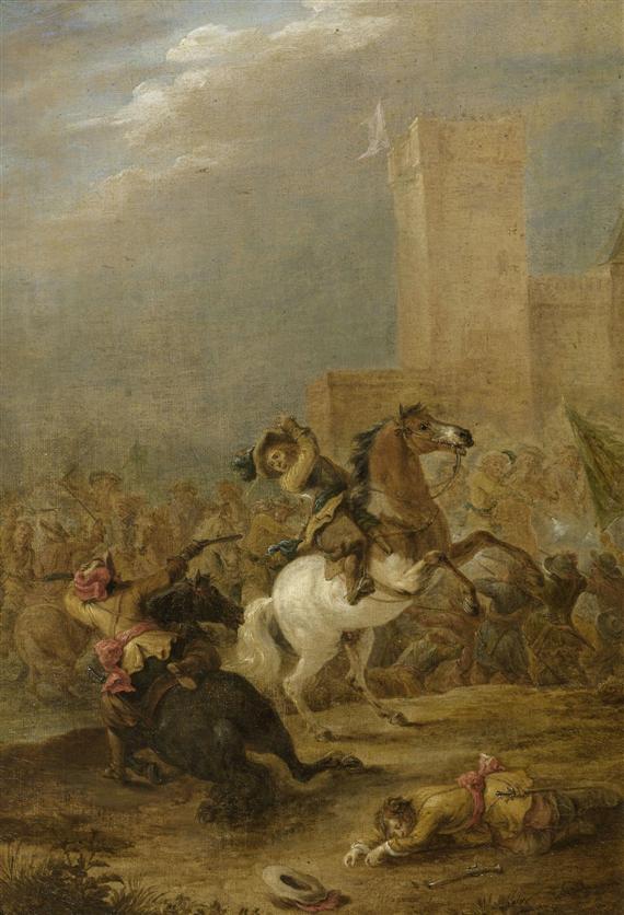 Appraisal: HONDT LAMBERT DE before - before Mecheln Battle scene Oil