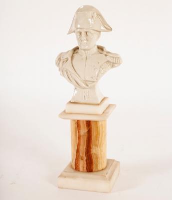 Appraisal: A ceramic bust of Napoleon on agate plinth impressed number