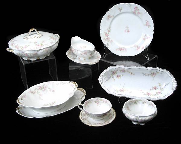 Appraisal: A Limoges floral transfer decorated dinner service comprising twenty two