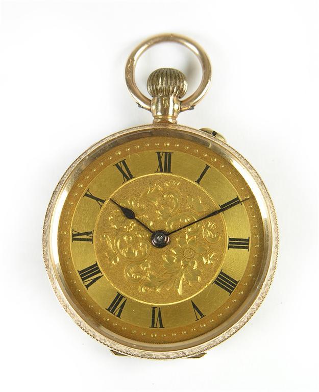 Appraisal: A ct gold cylinder fob watch