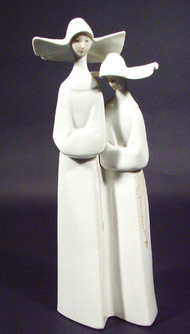 Appraisal: Lladro porcelain figure group of nuns in robes printed factory