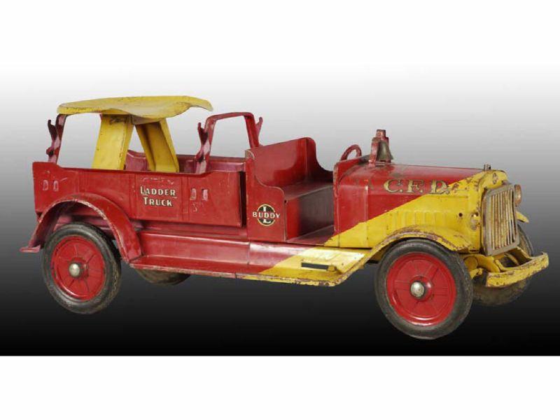 Appraisal: Pressed Steel Buddy L Sit-N-Ride Ladder Fire Truck Description ''