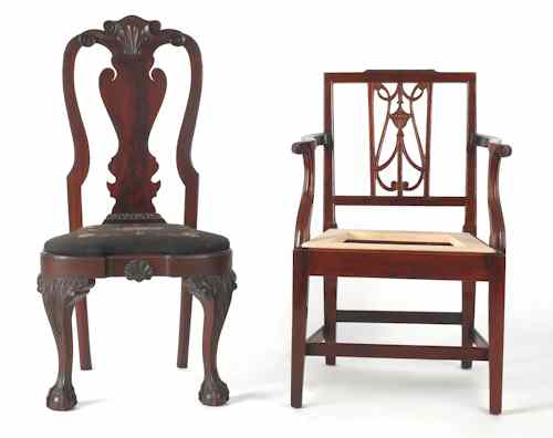 Appraisal: Hepplewhite mahogany armchair ca together with a Philadelphia Centennial balloon