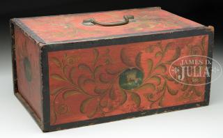 Appraisal: UNUSUAL TWO-SIDED STORAGE BOX WITH TWO DRAWER INTERIOR AND DIVIDED