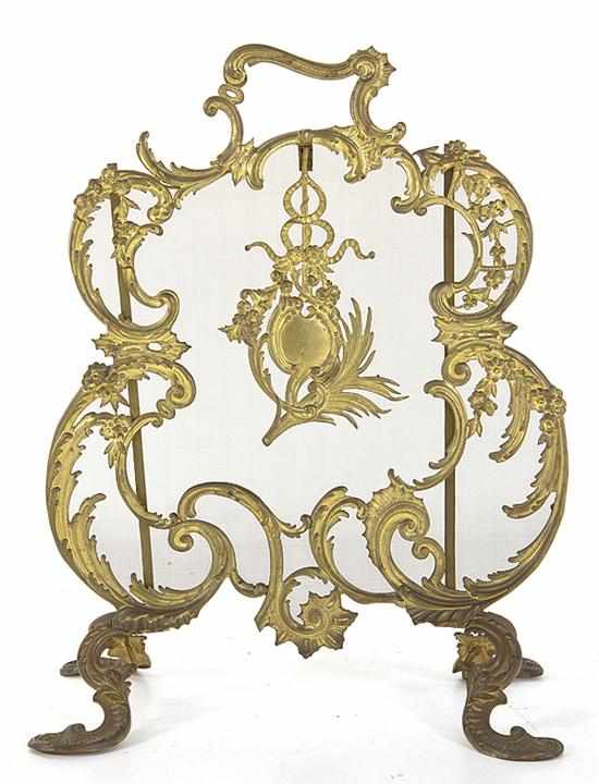 Appraisal: Rococo style firescreen by Townsend late th century scroll crest