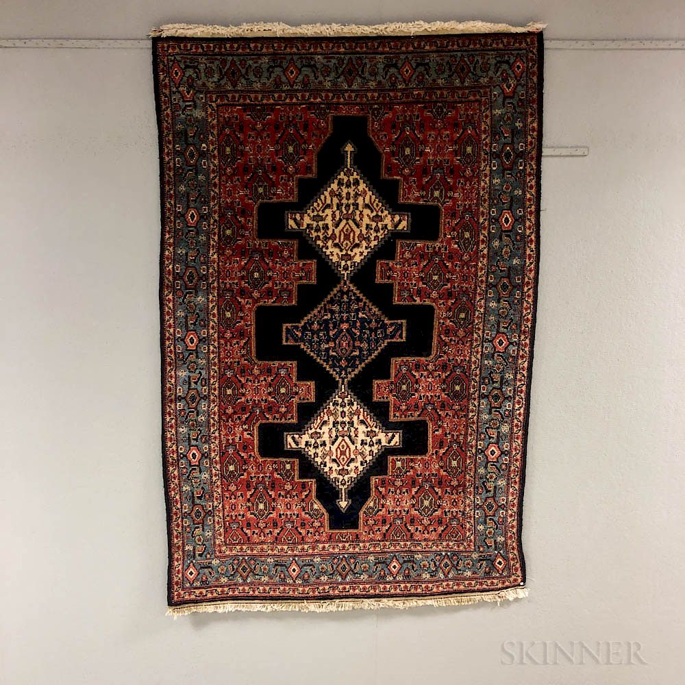 Appraisal: Senneh Rug Senneh Rug Iran c with three diamond medallions