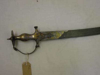 Appraisal: AN INDIAN SWORD with gold and silver inlay to steel