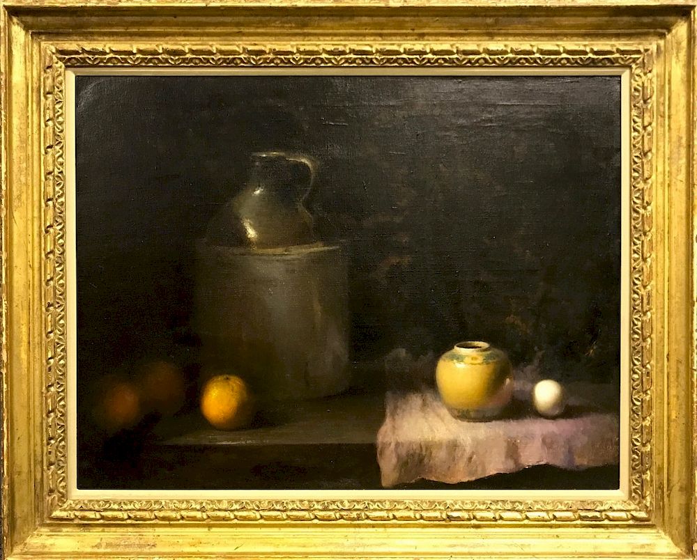 Appraisal: David Leffel Oil on Canvas Still Life David Leffel oil