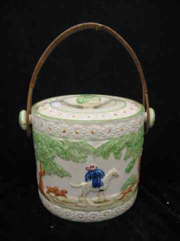 Appraisal: Fox Hunt Decorated Pottery Biscuit Jar ''