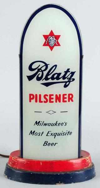 Appraisal: Blatz Pilsner Beer Reverse Glass Bullet Sign Glass is in