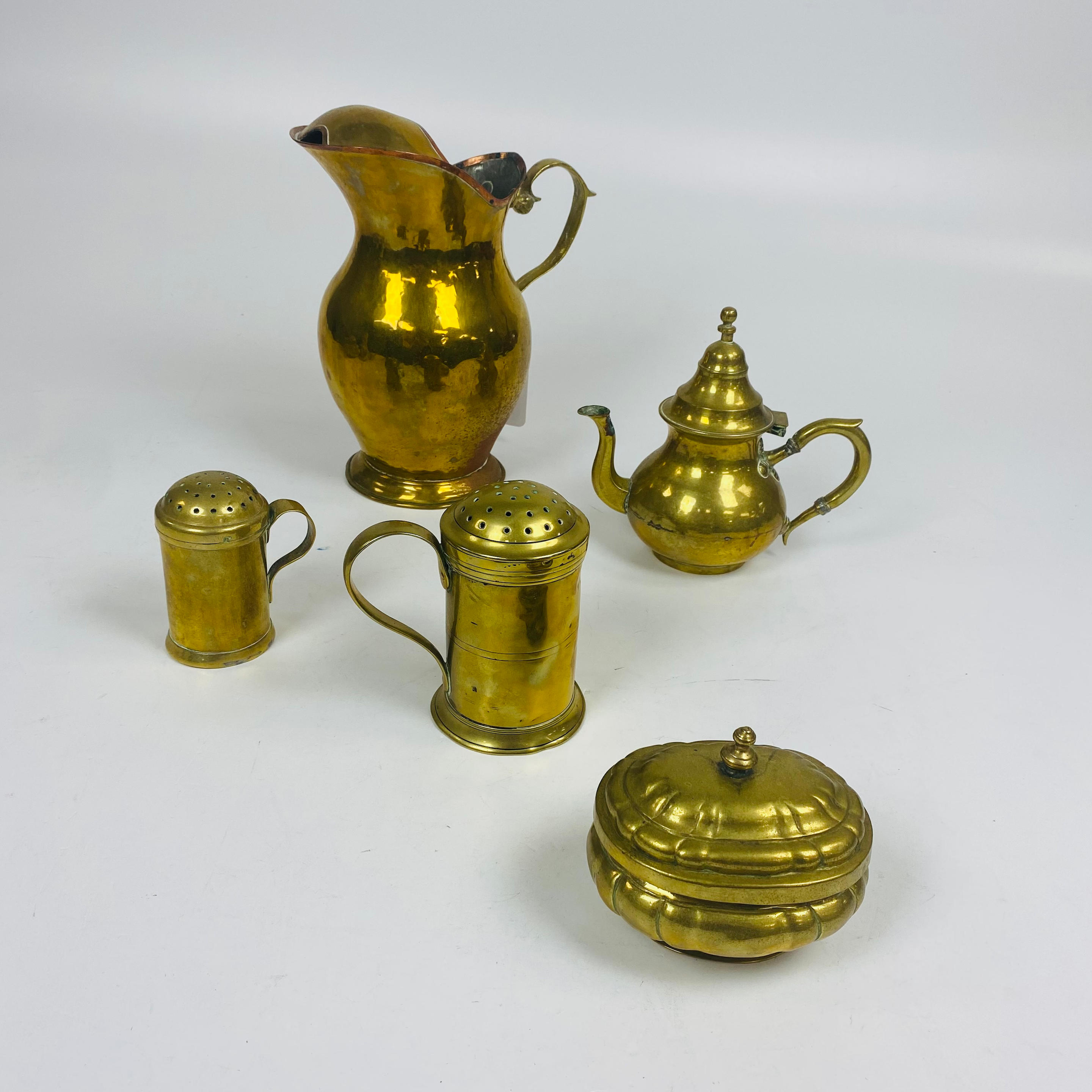 Appraisal: FIVE PIECES OF COPPER TABLEWARE including a copper and brass